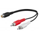Adaptateur de c&acirc;ble audio Y, st&eacute;r&eacute;o RCA m&acirc;le &agrave; RCA femelle