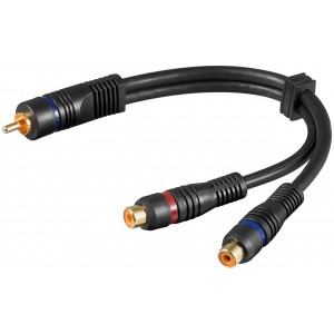 C&acirc;ble adaptateur audio Y, st&eacute;r&eacute;o RCA m&acirc;le vers 1x RCA femelle, OFC, Double Blindage