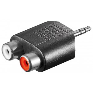 Adaptateur Cinch&nbsp;, prise Jack AUX, prise m&acirc;le 3,5&nbsp;mm vers 2 prise femelle st&eacute;r&eacute;o